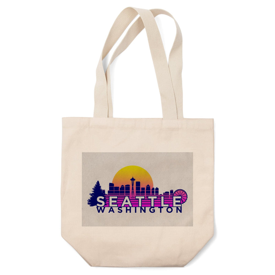 Seattle, Washington, Skyline, Vector Vaporwave,, Tote Bag Totes Lantern Press 