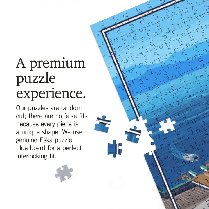 Seattle, Washington, Smith Tower and Elliott Bay, Jigsaw Puzzle Puzzle Lantern Press 