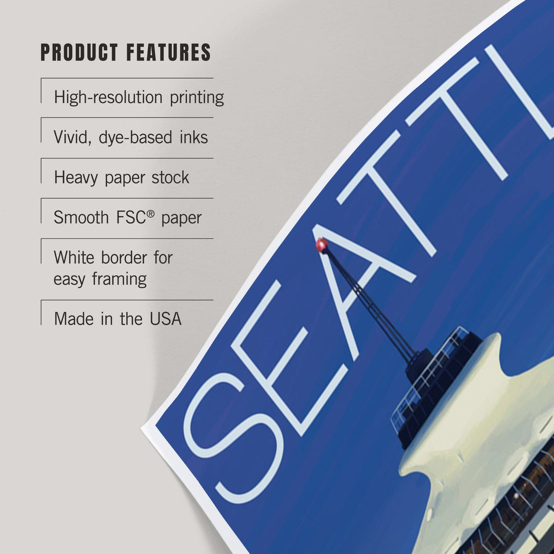 Seattle, Washington, Space Needle Aerial View, Art & Giclee Prints Art Lantern Press 