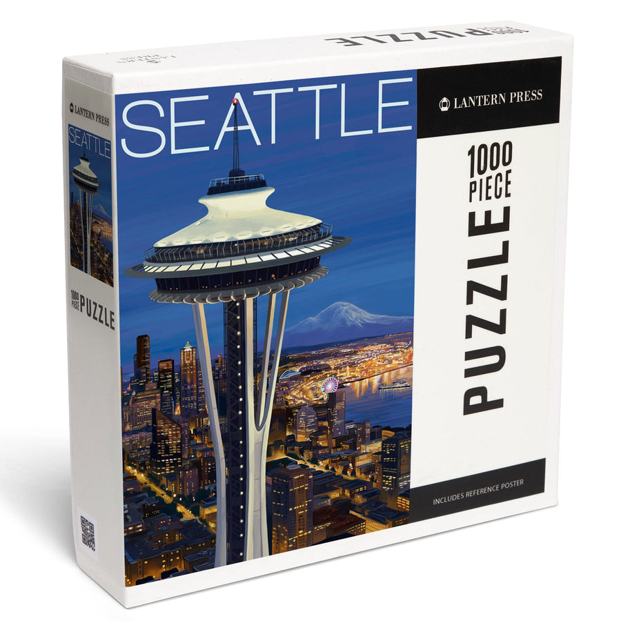 Seattle, Washington, Space Needle Aerial View, Jigsaw Puzzle Puzzle Lantern Press 