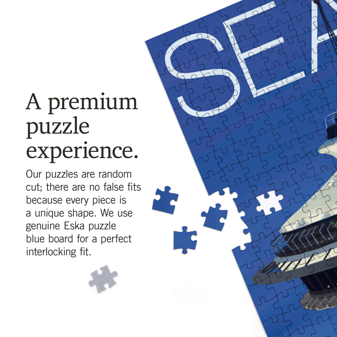 Seattle, Washington, Space Needle Aerial View, Jigsaw Puzzle Puzzle Lantern Press 