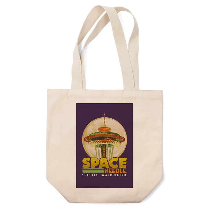 Seattle, Washington, Space Needle and Full Moon,, Tote Bag Totes Lantern Press 