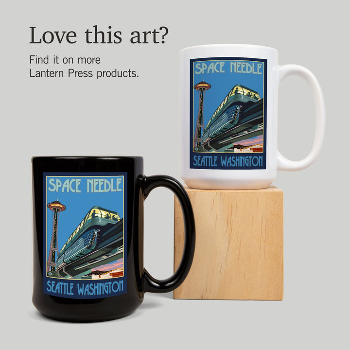 Seattle, Washington, Space Needle and Monorail, Ceramic Mug Mugs Lantern Press 