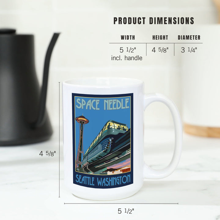 Seattle, Washington, Space Needle and Monorail, Ceramic Mug Mugs Lantern Press 