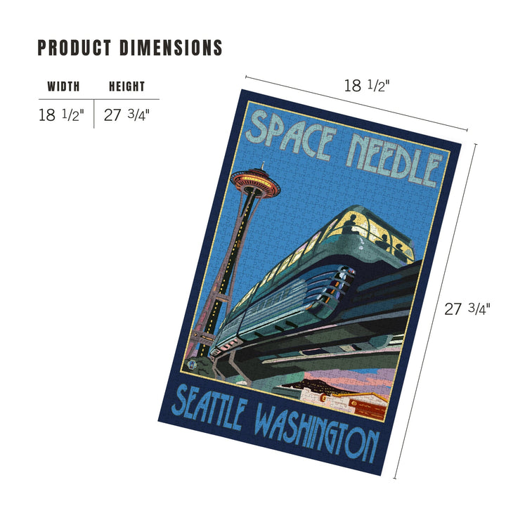 Seattle, Washington, Space Needle and Monorail, Jigsaw Puzzle Puzzle Lantern Press 