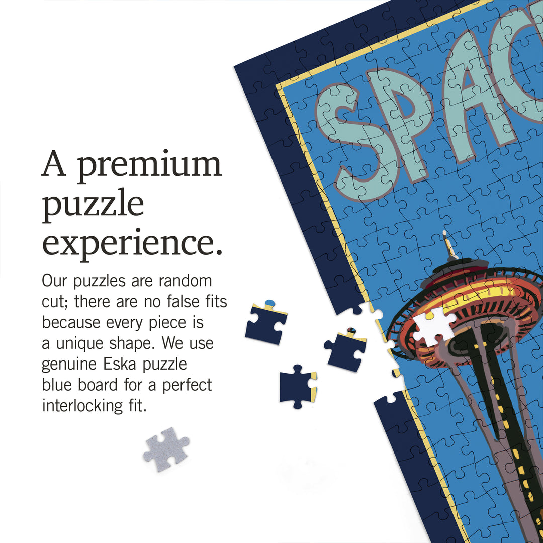 Seattle, Washington, Space Needle and Monorail, Jigsaw Puzzle Puzzle Lantern Press 
