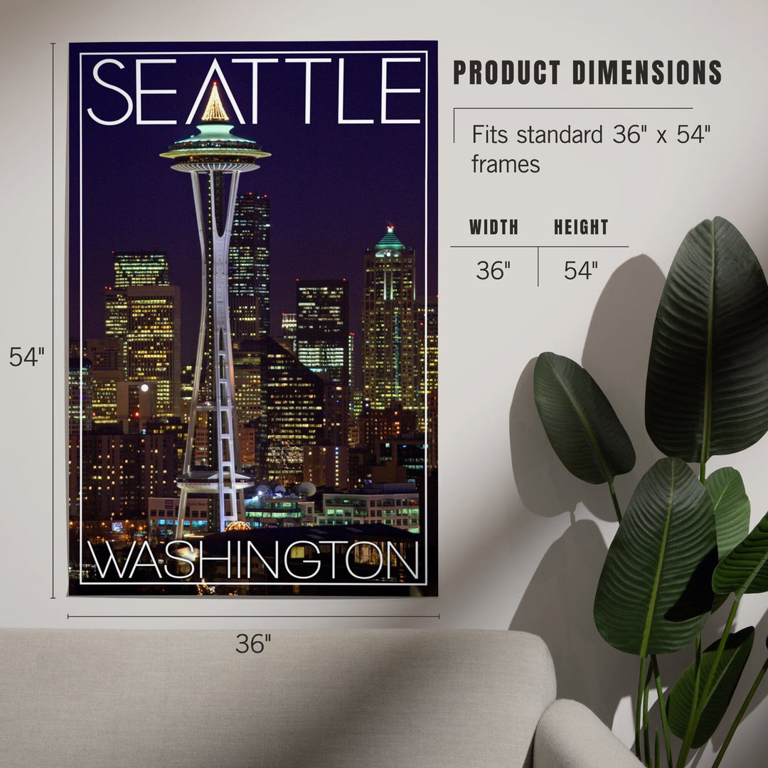 Seattle, Washington, Space Needle Christmas at Night, Art & Giclee Prints Art Lantern Press 