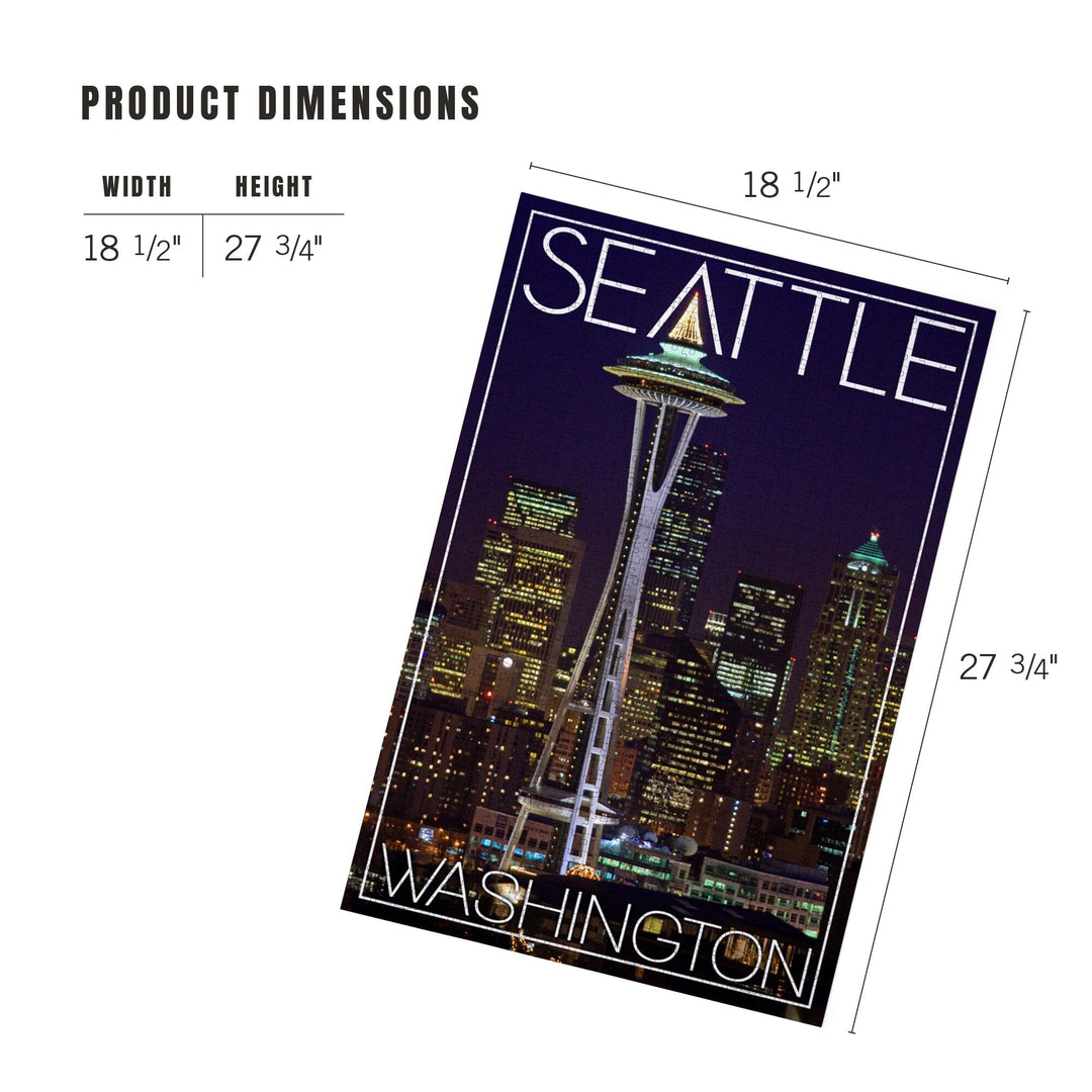 Seattle, Washington, Space Needle Christmas at Night, Jigsaw Puzzle Puzzle Lantern Press 