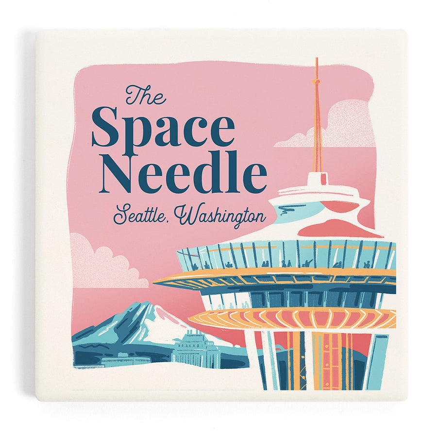 Seattle, Washington, Space Needle, Epic City Scene, Coasters Coasters Lantern Press 