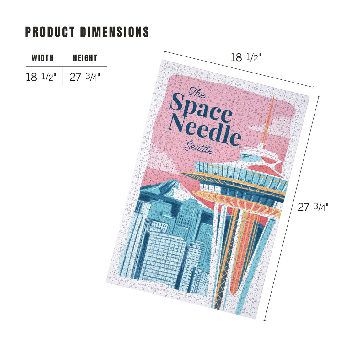 Seattle, Washington, Space Needle, Epic City Scene, Jigsaw Puzzle Puzzle Lantern Press 