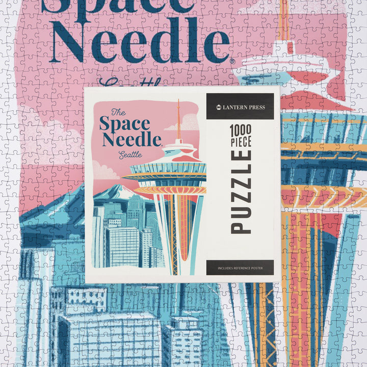 Seattle, Washington, Space Needle, Epic City Scene, Jigsaw Puzzle Puzzle Lantern Press 