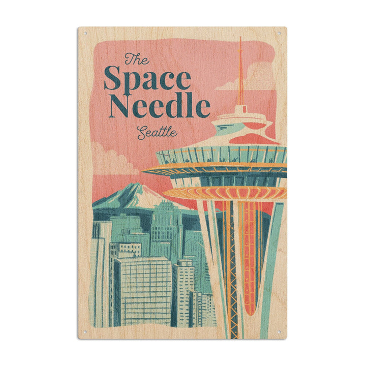 Seattle, Washington, Space Needle, Epic City Scene, Wood Signs and Postcards Wood Lantern Press 10 x 15 Wood Sign 