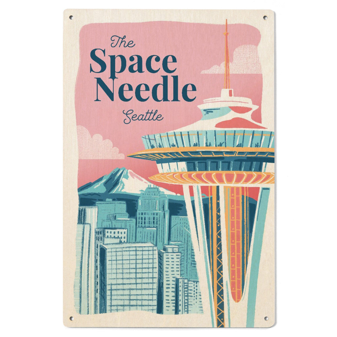 Seattle, Washington, Space Needle, Epic City Scene, Wood Signs and Postcards Wood Lantern Press 