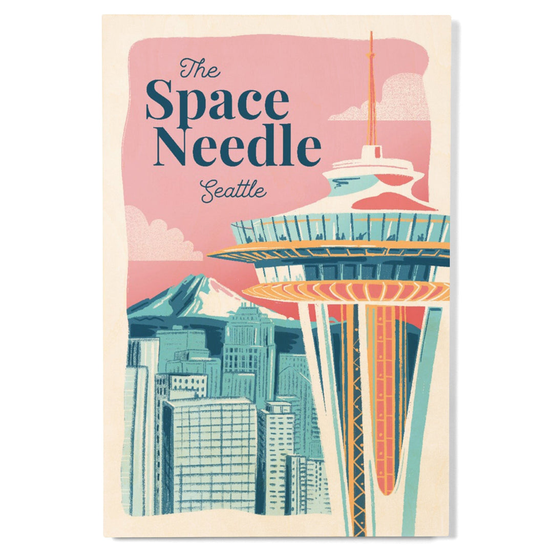 Seattle, Washington, Space Needle, Epic City Scene, Wood Signs and Postcards Wood Lantern Press 