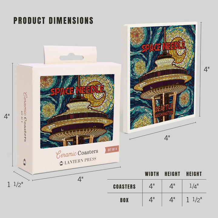 Seattle, Washington, Space Needle Mosaic, Coasters Coasters Lantern Press 