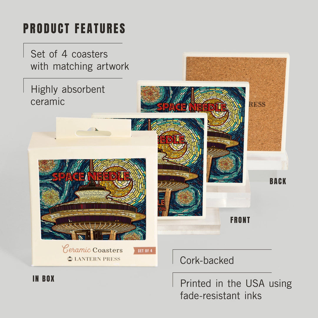 Seattle, Washington, Space Needle Mosaic, Coasters Coasters Lantern Press 