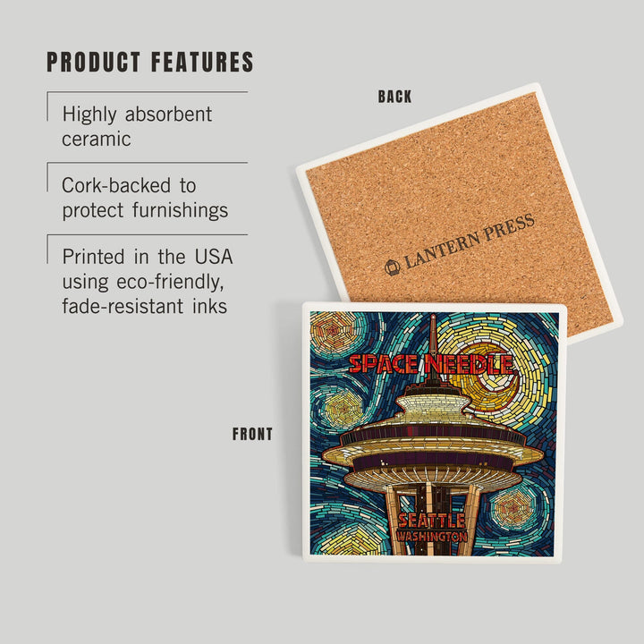 Seattle, Washington, Space Needle Mosaic, Coasters Coasters Lantern Press 