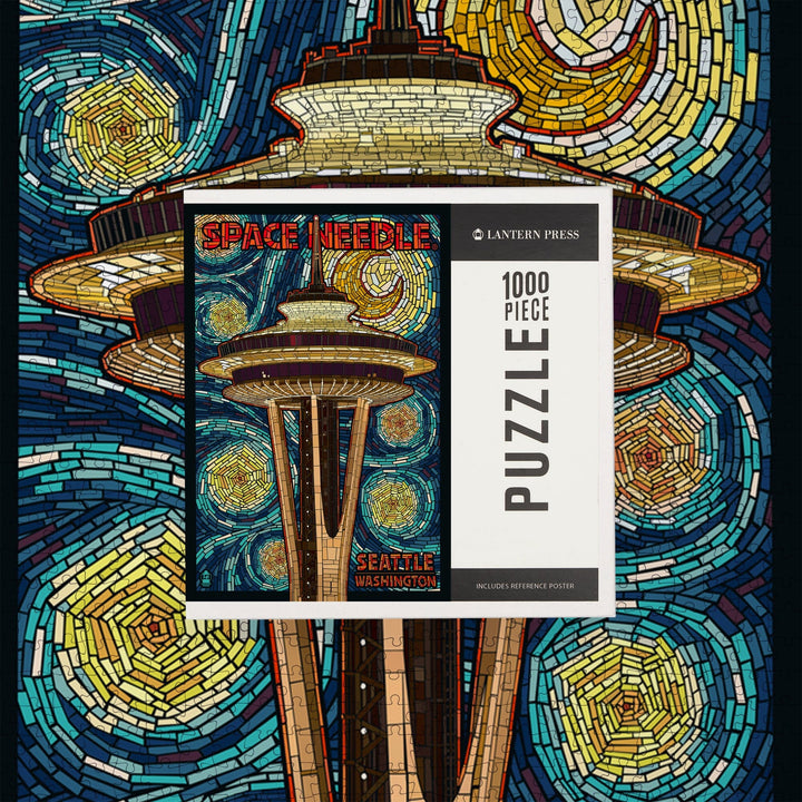 Seattle, Washington, Space Needle Mosaic, Jigsaw Puzzle Puzzle Lantern Press 