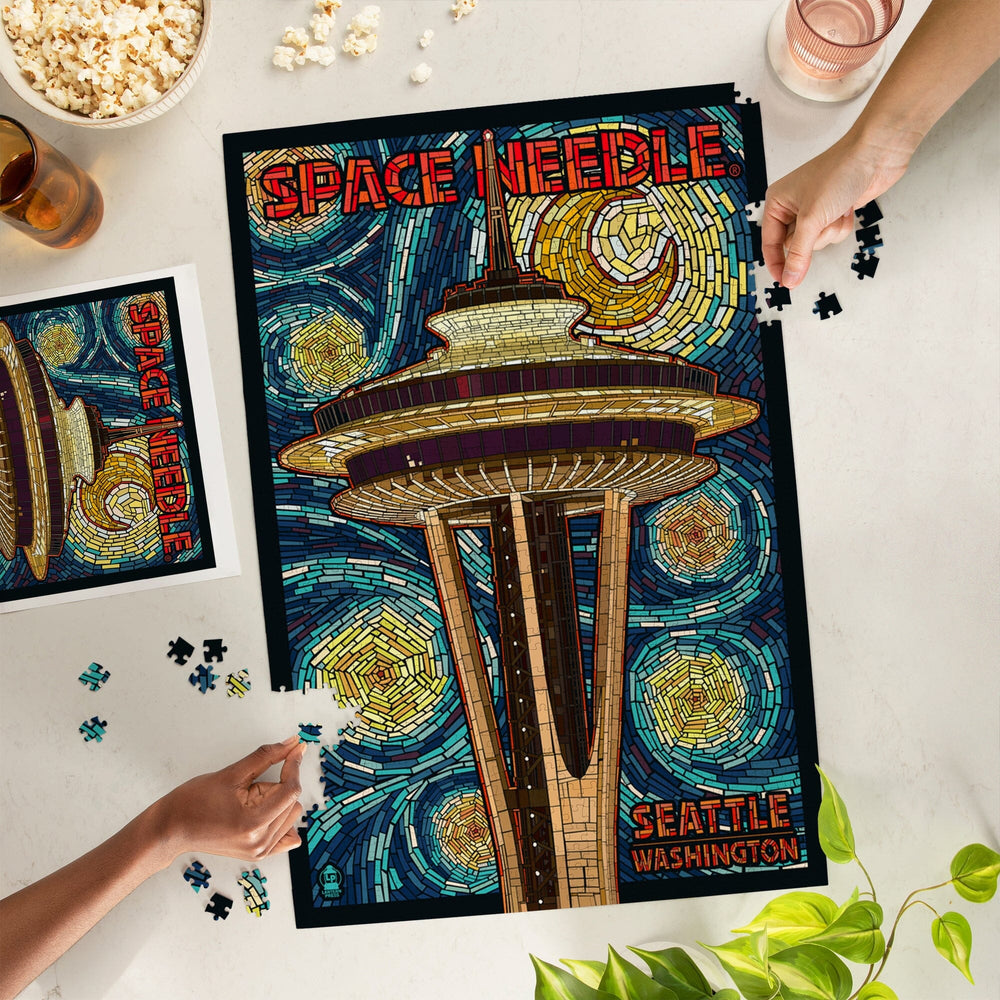 Seattle, Washington, Space Needle Mosaic, Jigsaw Puzzle Puzzle Lantern Press 