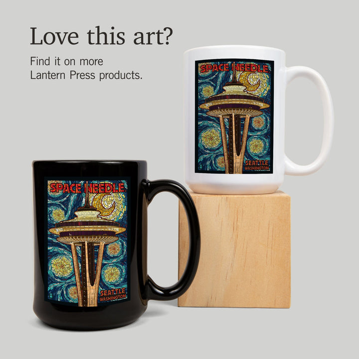 Seattle, Washington, Space Needle Mosaic, Lantern Press Artwork, Ceramic Mug Mugs Lantern Press 