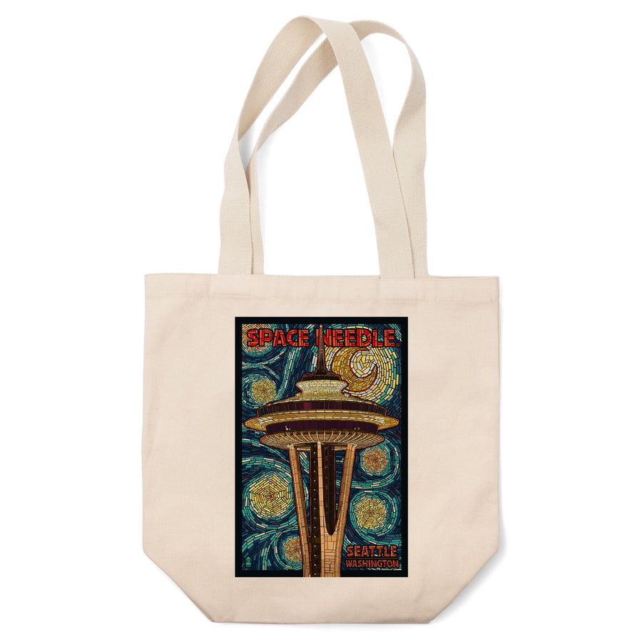 Seattle, Washington, Space Needle Mosaic, Lantern Press Artwork, Tote Bag Totes Lantern Press 