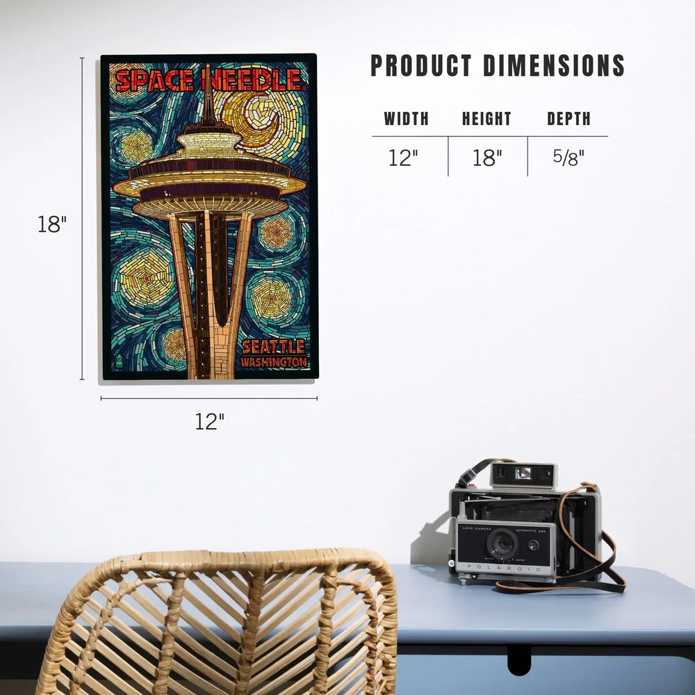 Seattle, Washington, Space Needle Mosaic, Lantern Press Artwork, Wood Signs and Postcards Wood Lantern Press 