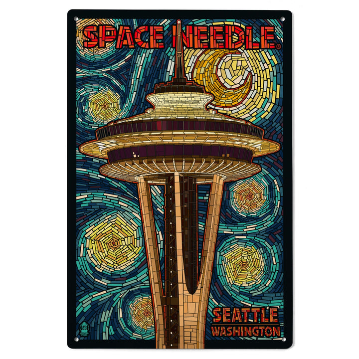 Seattle, Washington, Space Needle Mosaic, Lantern Press Artwork, Wood Signs and Postcards Wood Lantern Press 