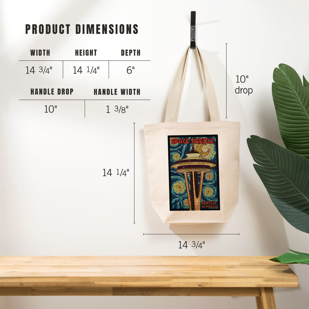 Seattle, Washington, Space Needle Mosaic, Tote Bag Totes Lantern Press 