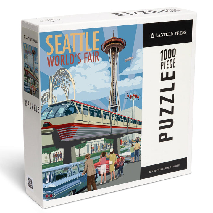 Seattle, Washington, Space Needle Opening Day Scene, Jigsaw Puzzle Puzzle Lantern Press 