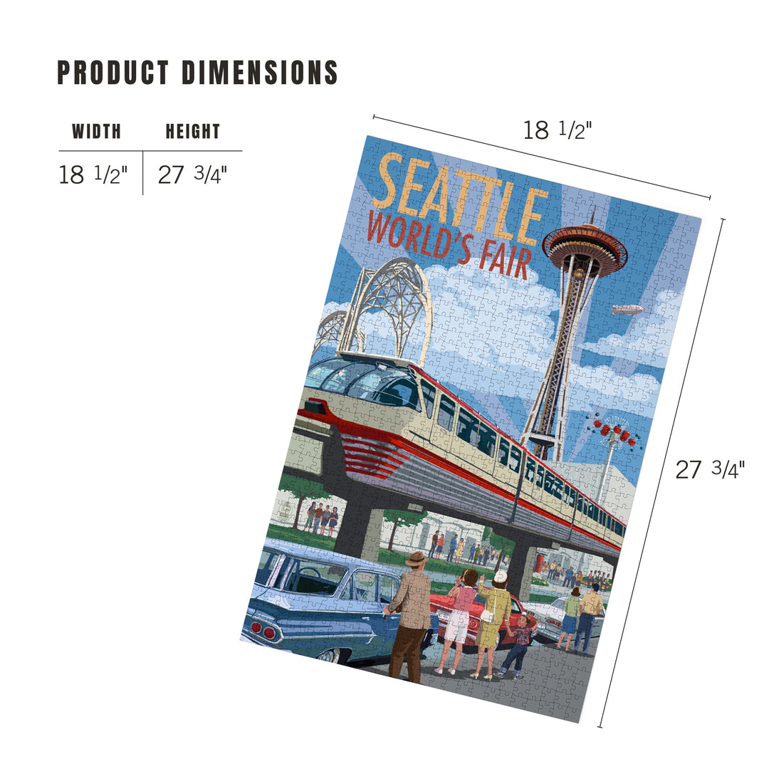 Seattle, Washington, Space Needle Opening Day Scene, Jigsaw Puzzle Puzzle Lantern Press 
