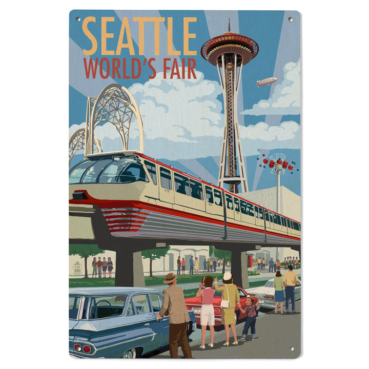 Seattle, Washington, Space Needle Opening Day Scene, Lantern Press Artwork, Wood Signs and Postcards Wood Lantern Press 