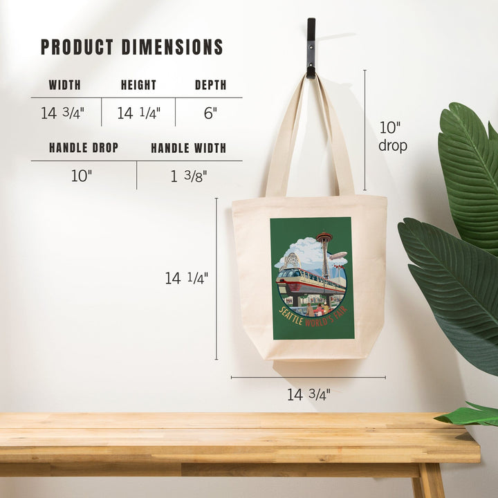 Seattle, Washington, Space Needle Opening Day Scene,, Tote Bag Totes Lantern Press 