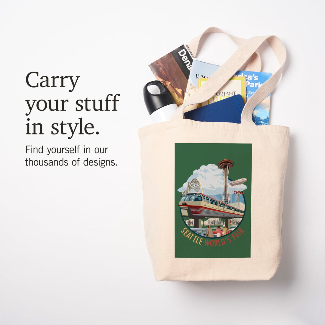 Seattle, Washington, Space Needle Opening Day Scene,, Tote Bag Totes Lantern Press 