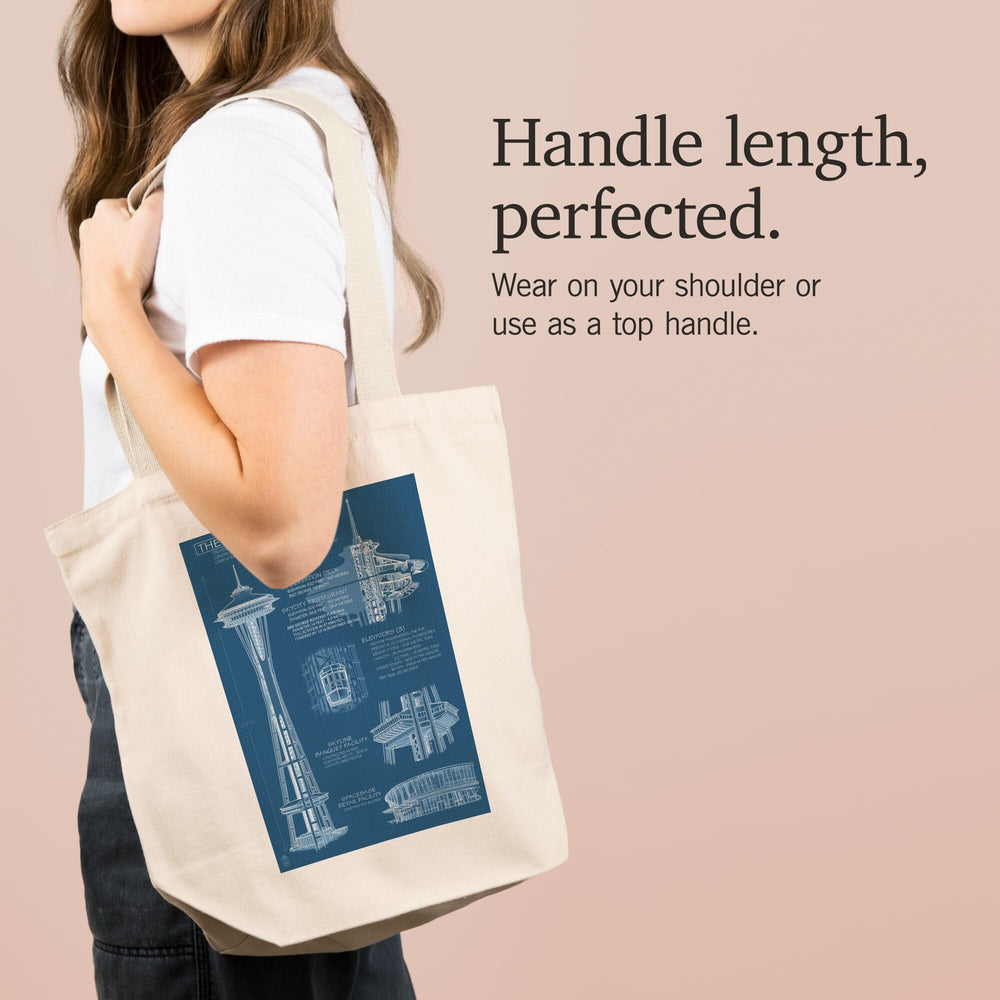 Seattle, Washington, Space Needle Technical Drawing (Blueprint), Tote Bag Totes Lantern Press 