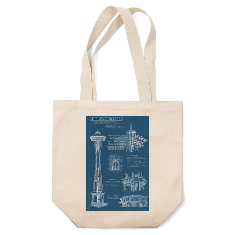 Seattle, Washington, Space Needle Technical Drawing (Blueprint), Tote Bag Totes Lantern Press 