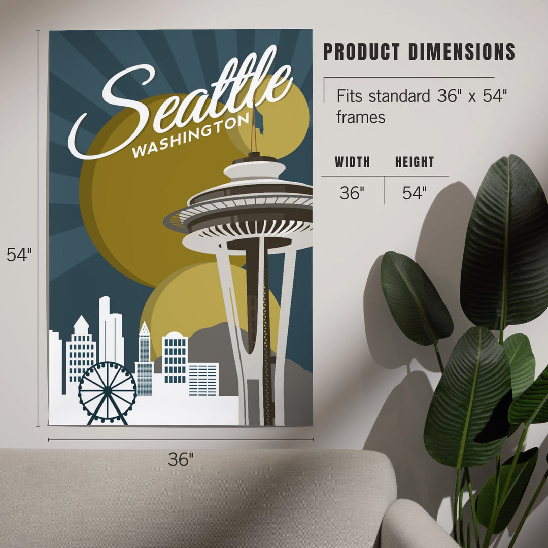 Seattle, Washington, Space Needle, Vector, Art & Giclee Prints Art Lantern Press 