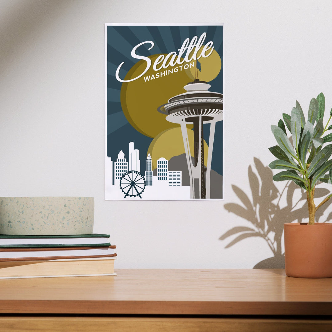 Seattle, Washington, Space Needle, Vector, Art & Giclee Prints Art Lantern Press 