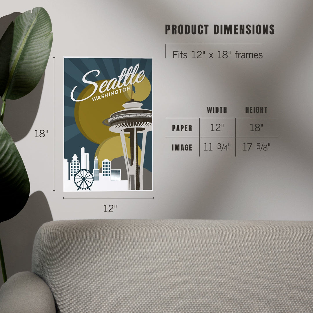 Seattle, Washington, Space Needle, Vector, Art & Giclee Prints Art Lantern Press 
