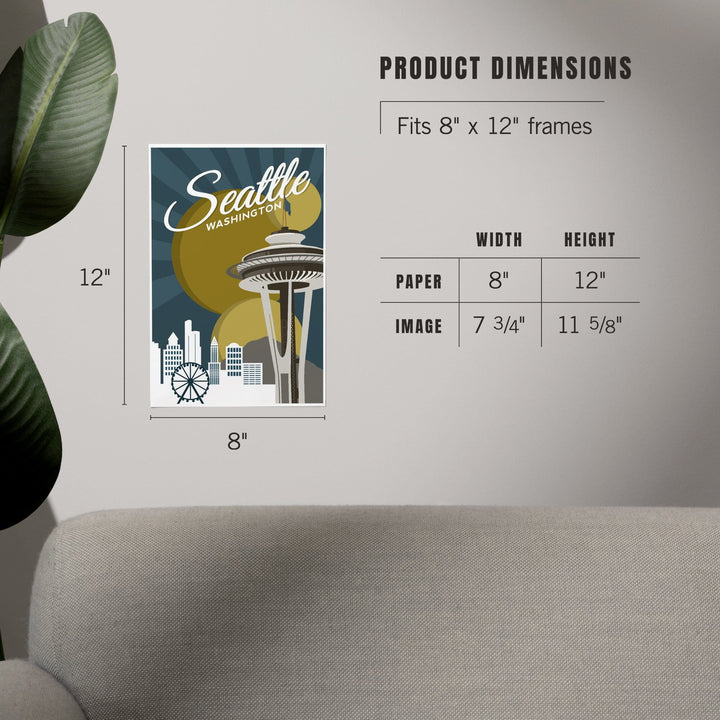 Seattle, Washington, Space Needle, Vector, Art & Giclee Prints Art Lantern Press 
