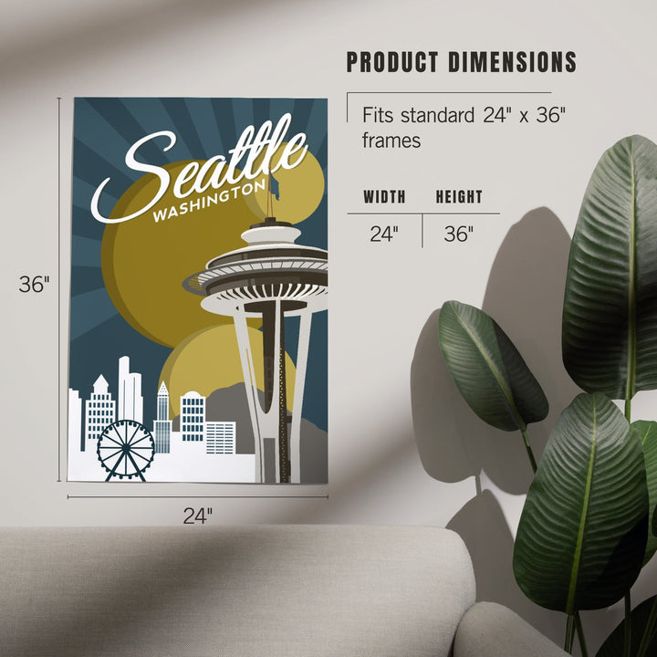 Seattle, Washington, Space Needle, Vector, Art & Giclee Prints Art Lantern Press 