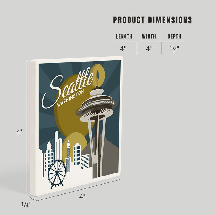 Seattle, Washington, Space Needle, Vector, Coasters Coasters Lantern Press 