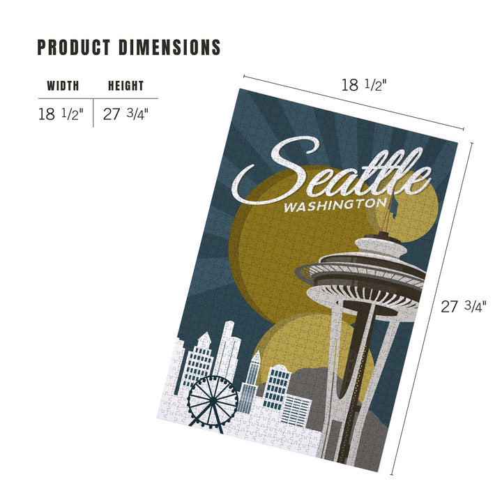 Seattle, Washington, Space Needle, Vector, Jigsaw Puzzle Puzzle Lantern Press 
