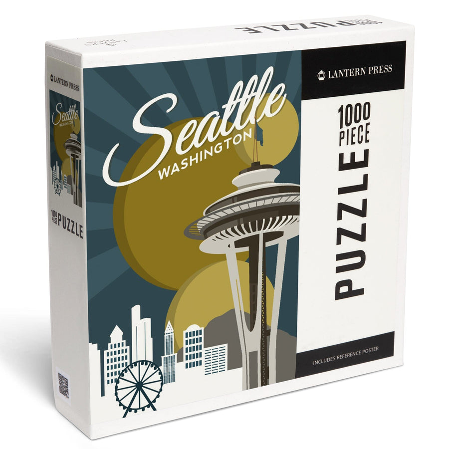 Seattle, Washington, Space Needle, Vector, Jigsaw Puzzle Puzzle Lantern Press 