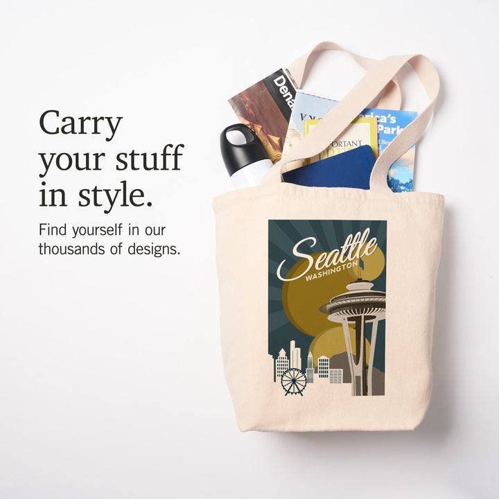 Seattle, Washington, Space Needle, Vector, Tote Bag Totes Lantern Press 