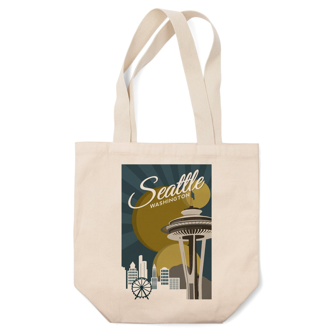 Seattle, Washington, Space Needle, Vector, Tote Bag Totes Lantern Press 