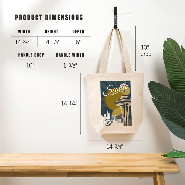 Seattle, Washington, Space Needle, Vector, Tote Bag Totes Lantern Press 