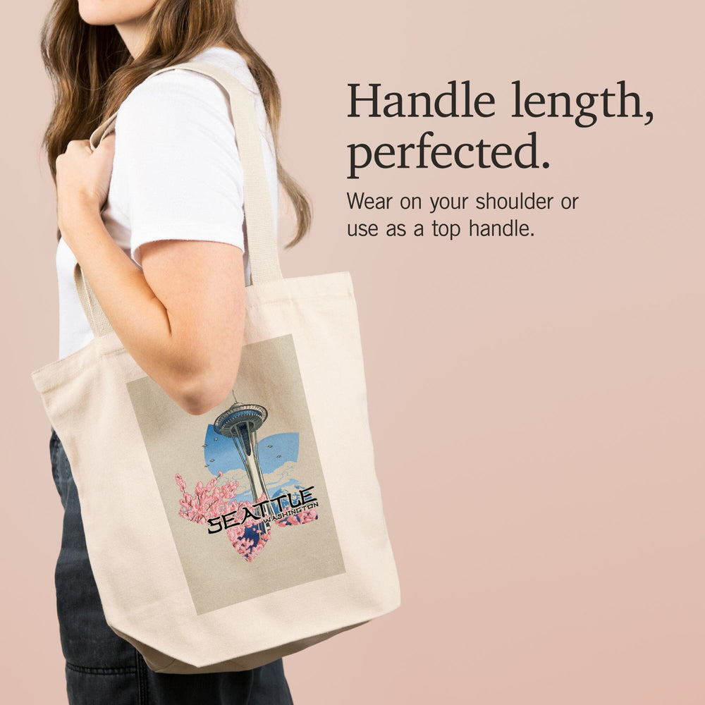 Seattle, Washington, Space Needle, Woodblock,, Tote Bag Totes Lantern Press 