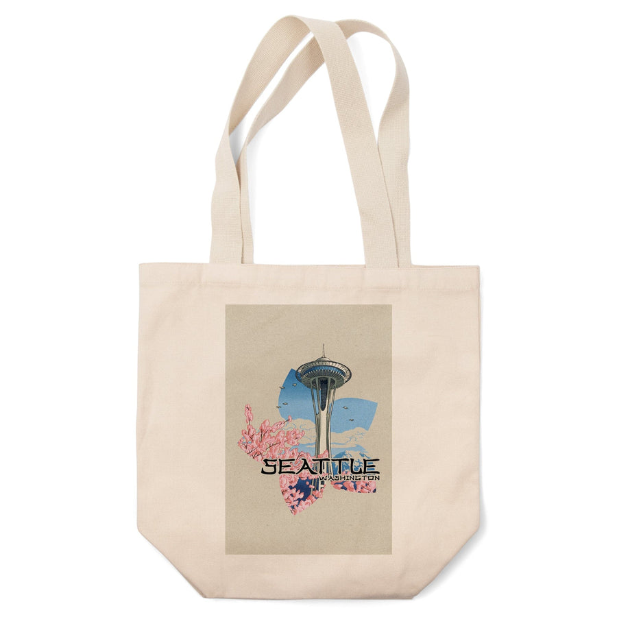 Seattle, Washington, Space Needle, Woodblock,, Tote Bag Totes Lantern Press 