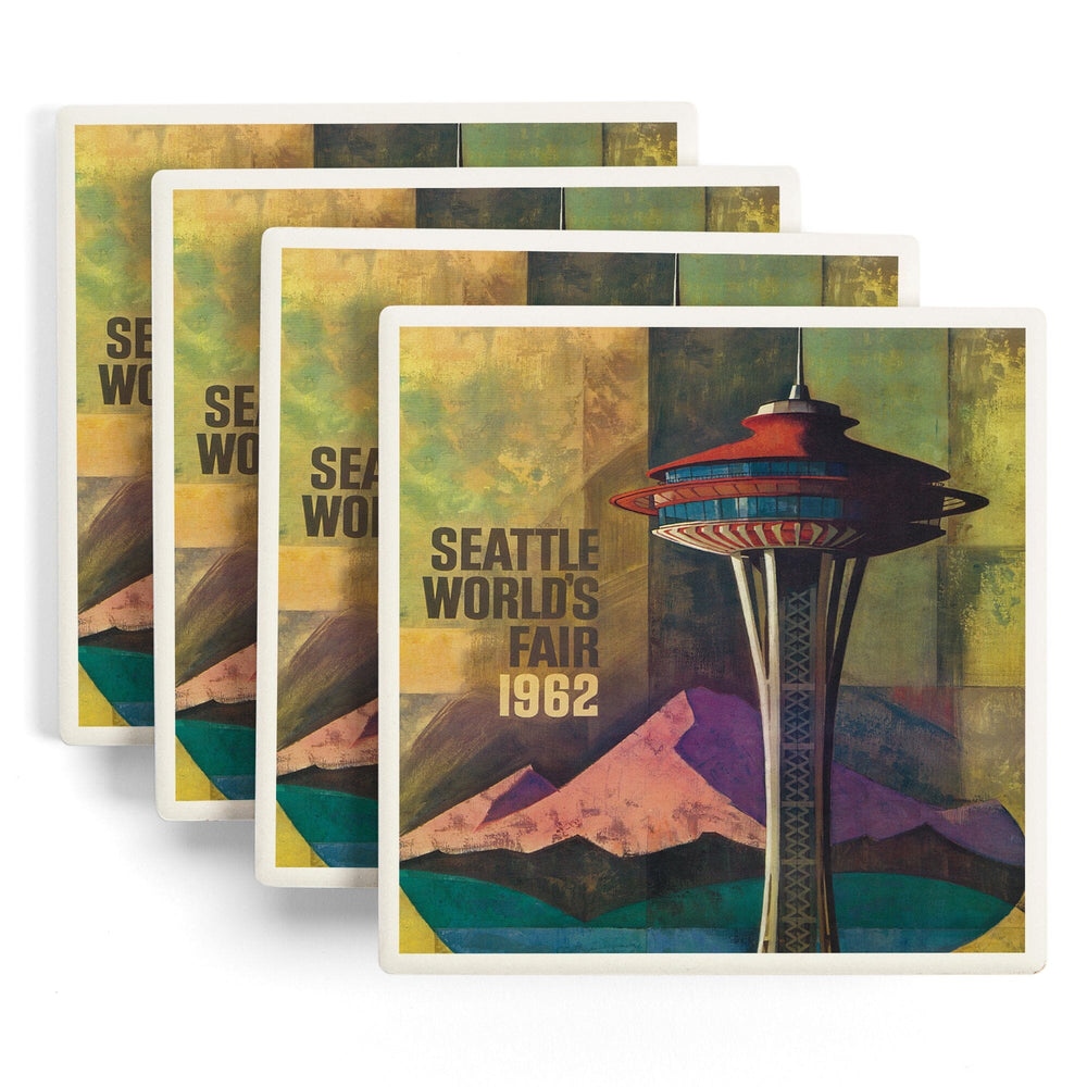 Seattle, Washington, Space Needle World's Fair, Vintage Travel Poster, Coasters Coasters Lantern Press 