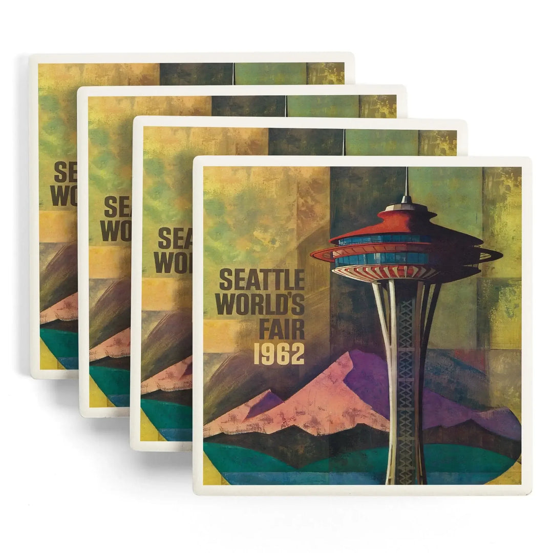 Seattle, Washington, Space Needle World's Fair, Vintage Travel Poster, Coasters Coasters Lantern Press 